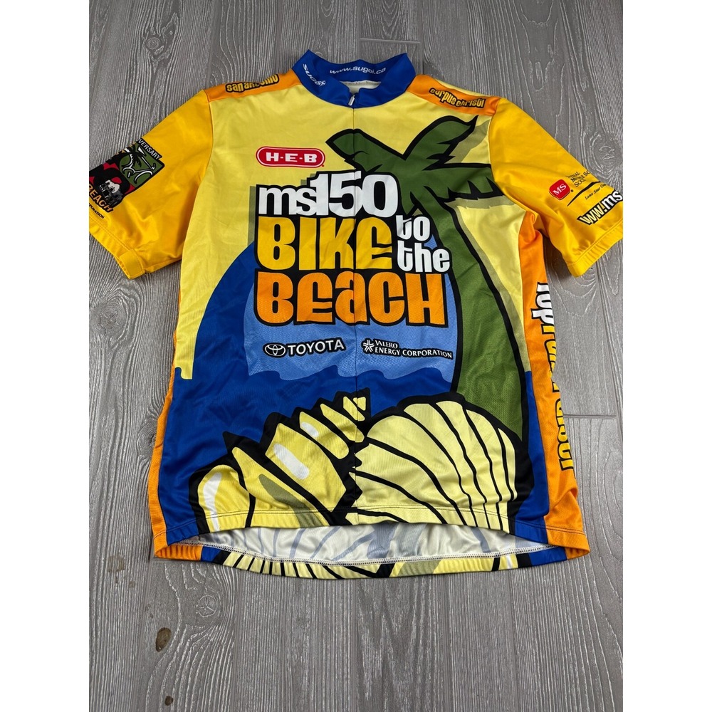 SUGOI Cycling Jersey Mens MS150 Bike to the Beach 1/4 Zip Short Sleeve XL